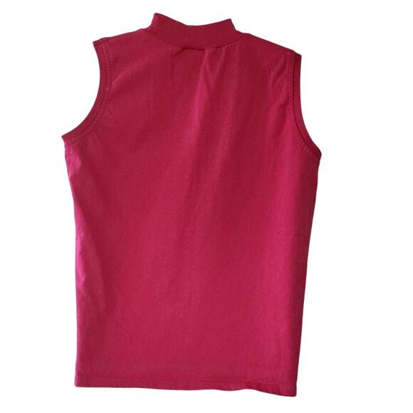 Hanes Her Way Fuchsia Sleeveless 100 % Cotton Mock Turtleneck Womens Size Medium - Picture 2 of 7
